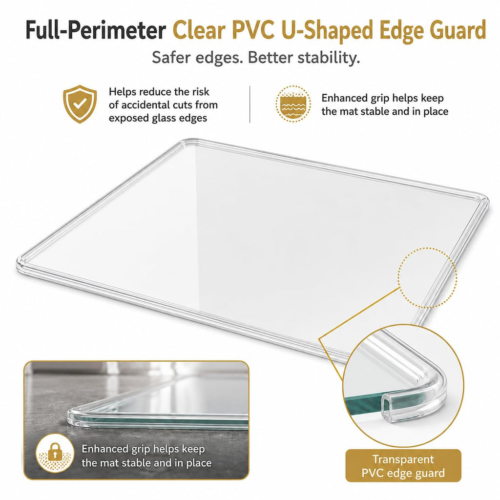 Tempered Glass Chair Mat 48" x 32",1/5" Thick for Office Desk,Rolling Chair Mat for Carpet, Odorless, Easy to Clean with 4 Non-Slip Pads for Carpet & Hardwood Floors