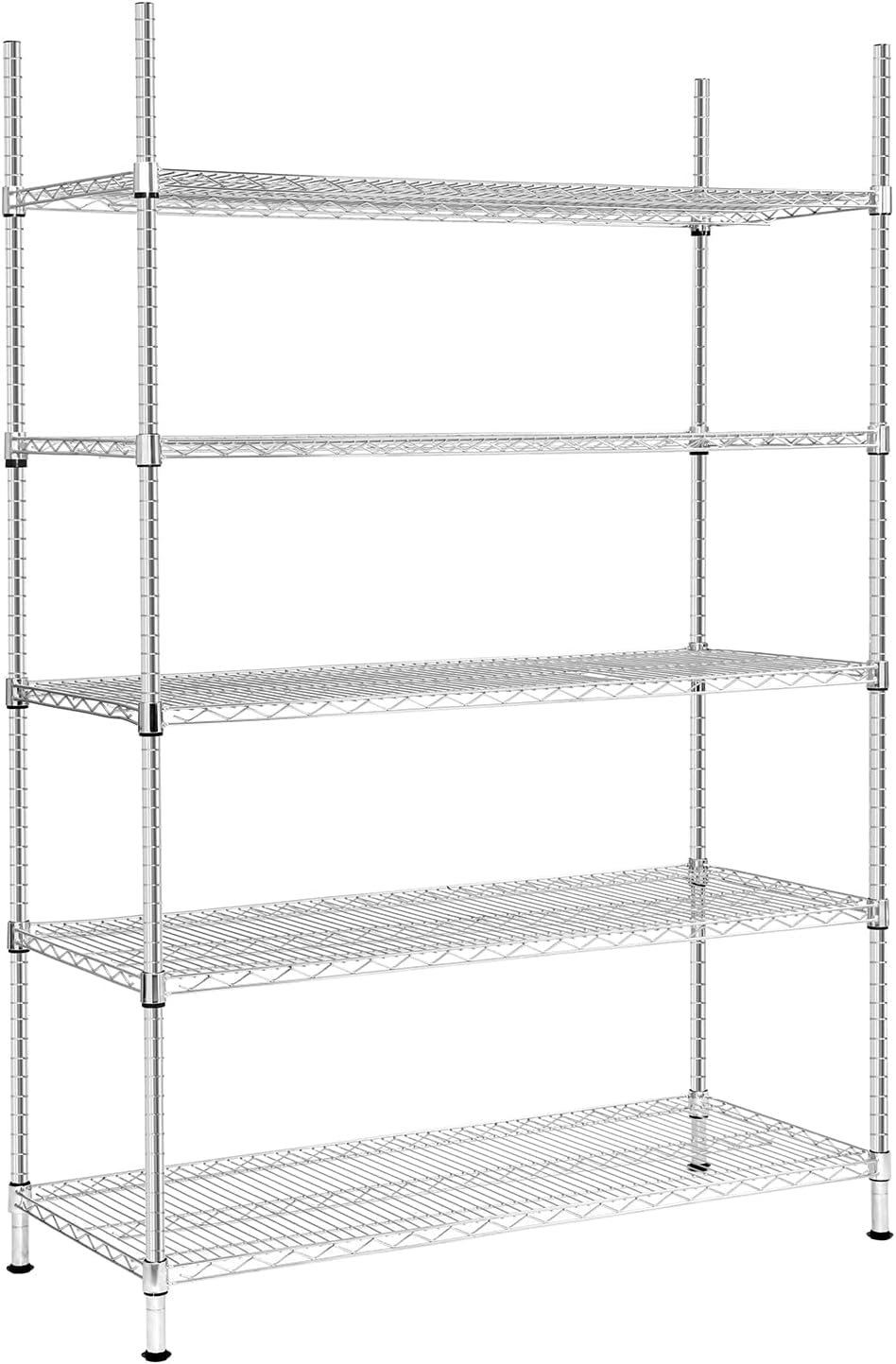 Land Guard 5 Tier Black Storage Racks and Shelving - 48" L x 20" W x 72" H Heavy Steel Material Pantry Shelves - Each Unit Loads 350 Pounds Wire Shelf, Suitable for Warehouses, Closets, Kitchens……