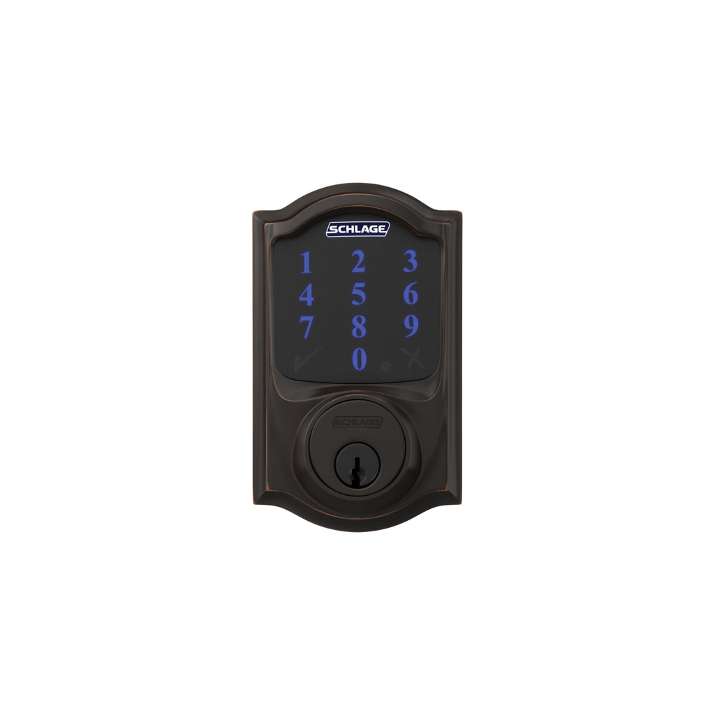 Schlage Connect Smart Deadbolt Lock with Touchscreen Keypad, Keyless Front Door Entry, Z-Wave Plus Compatible, Aged Bronze, BE469ZP CEN 716