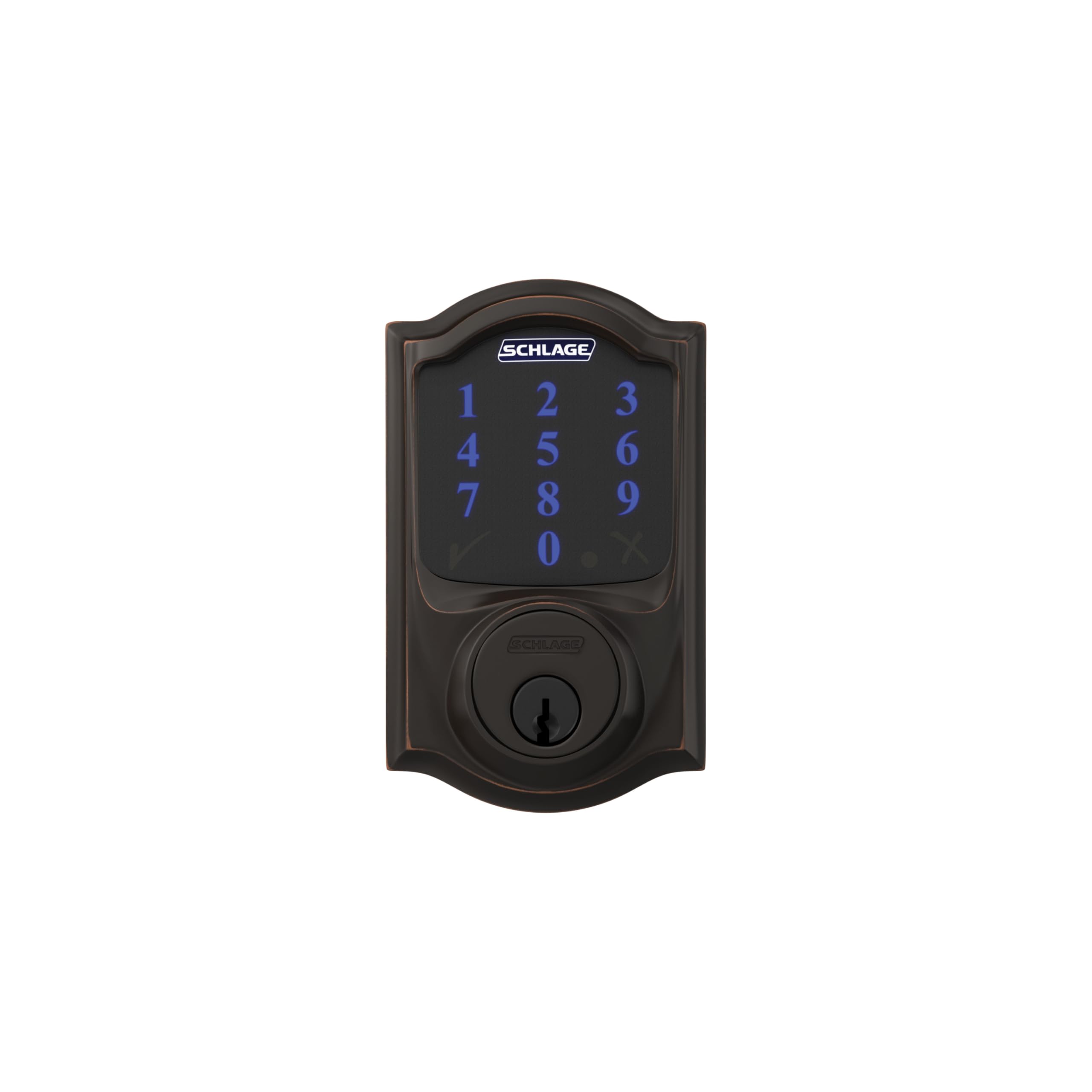 Schlage Connect Smart Deadbolt Lock with Touchscreen Keypad, Keyless Front Door Entry, Z-Wave Plus Compatible, Aged Bronze, BE469ZP CEN 716