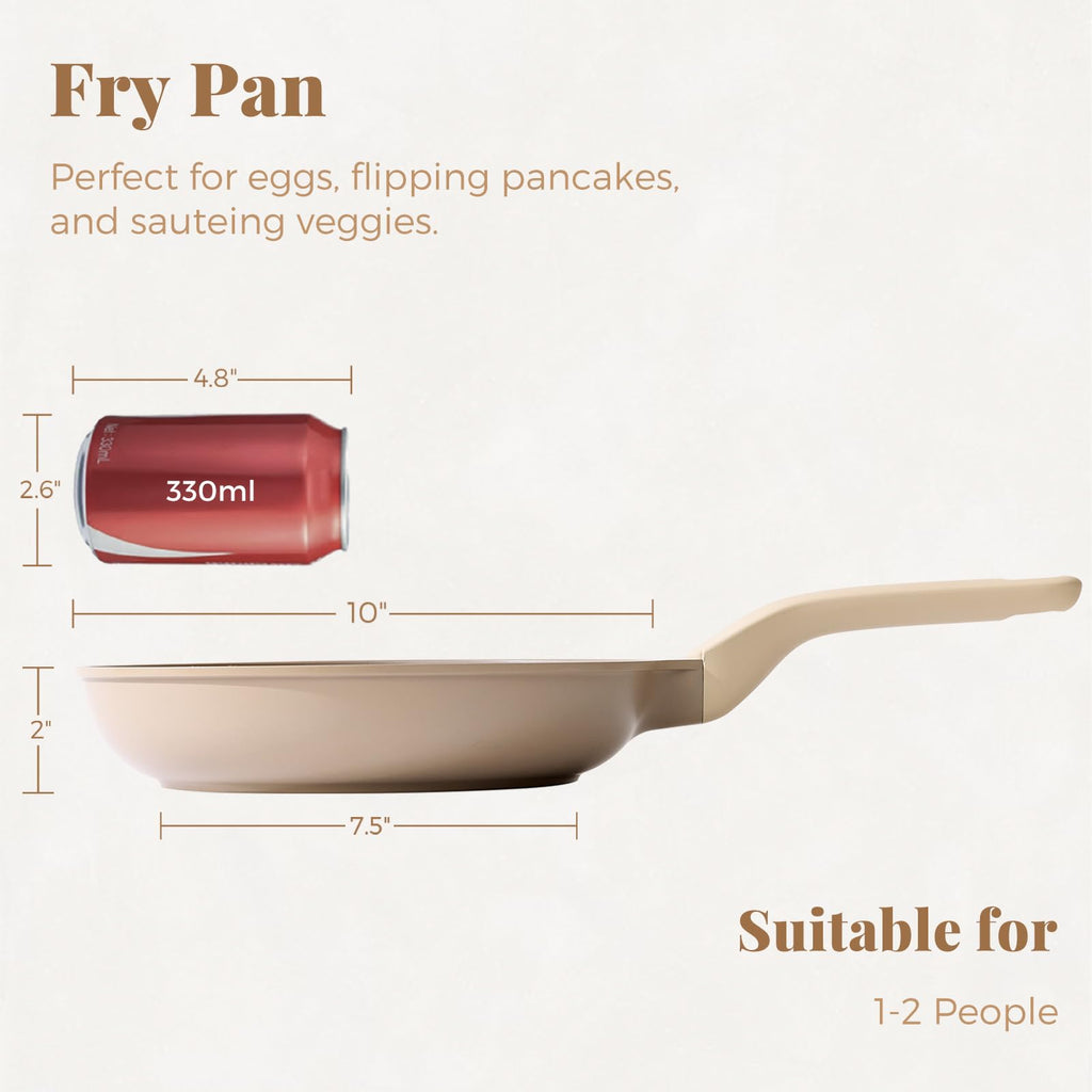 PRICUSIS Nonstick Frying Pan, 8/10/12 Inch Skillet with Stay Cool Handle, Fully Coated, Induction Compatible, 100% Dishwasher Safe, PFOA Free（10 Inch, Black Sesame）