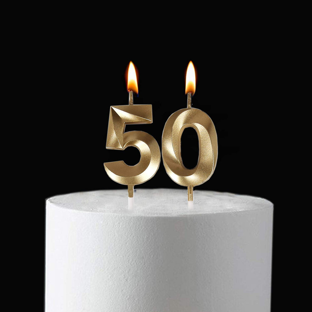 Bailym Black 50th Birthday Candles, Number 50 Cake Topper for Men Birthday Decorations Party Decoration
