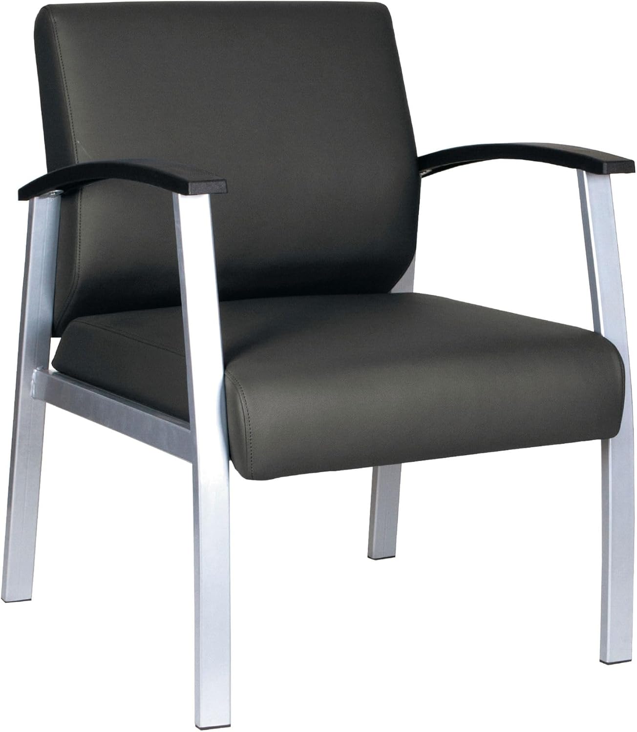 Alera Alera metaLounge Series Mid-Back Guest Chair, 24.6" x 26.96" x 33.46", Black Seat, Black Back, Silver Base