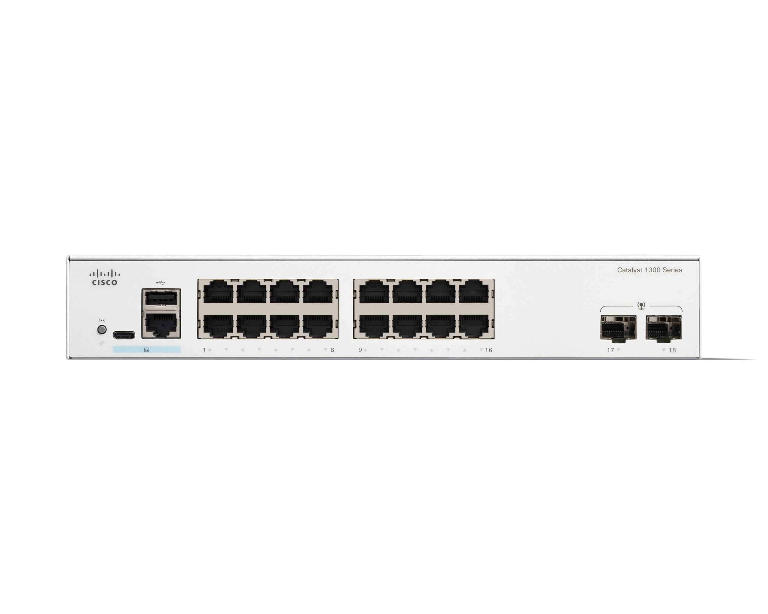 Cisco Catalyst 1300-16XTS Managed Switch, 8 Port 10G Copper, 8x10GE SFP+, Limited Lifetime Protection (C1300-16XTS)