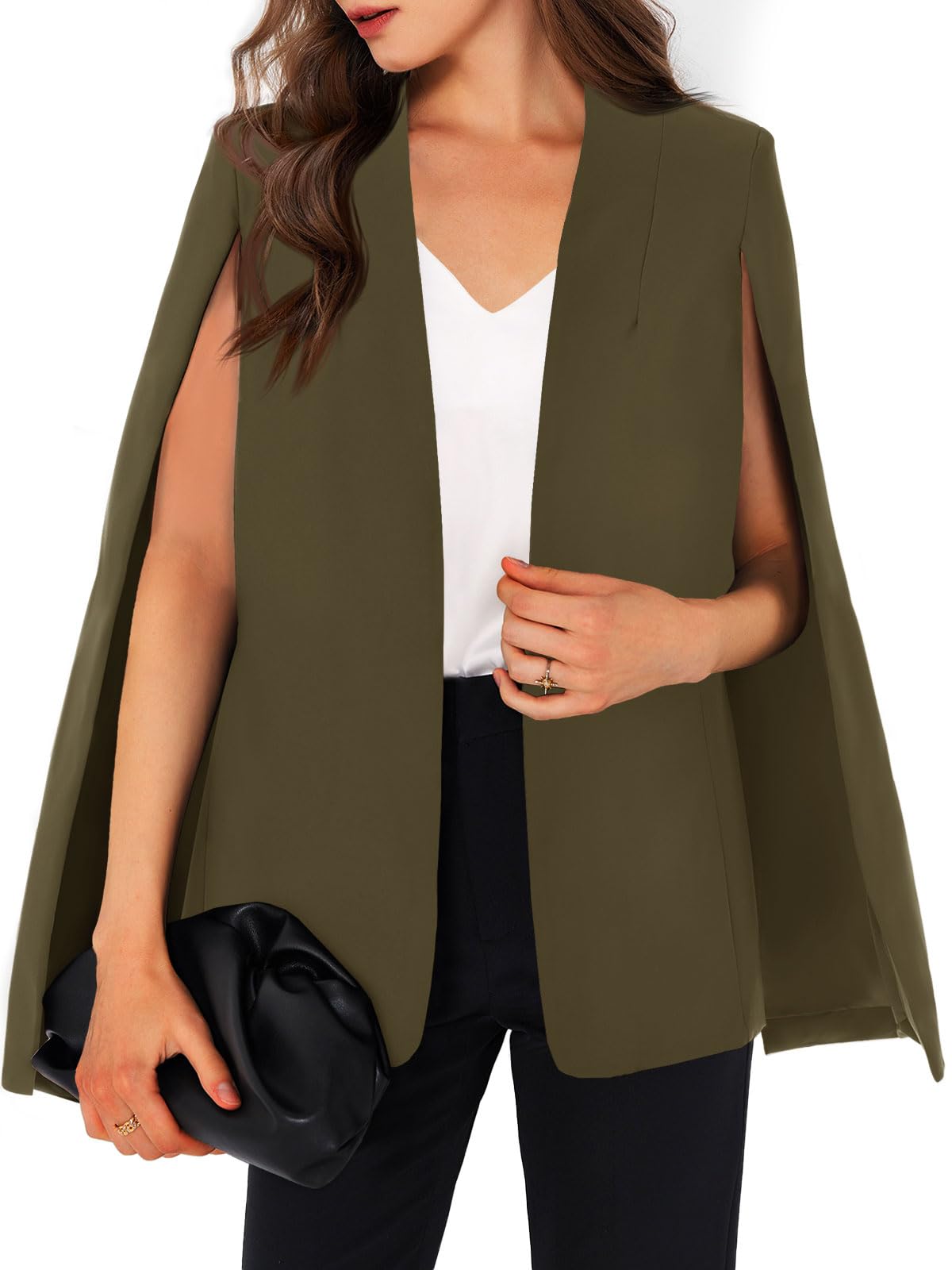 GAMISOTE Womens Cape Blazer Split Sleeve Open Front Casual Jacket Coat Workwear
