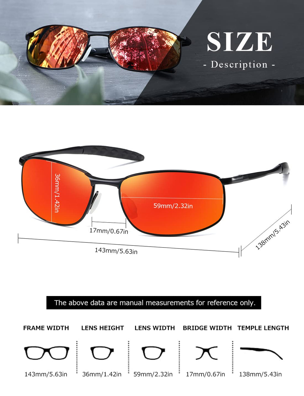 AEVOGUE Polarized Sunglasses For Men Rectangle Metal Frame Retro Sun Glasses AE0395