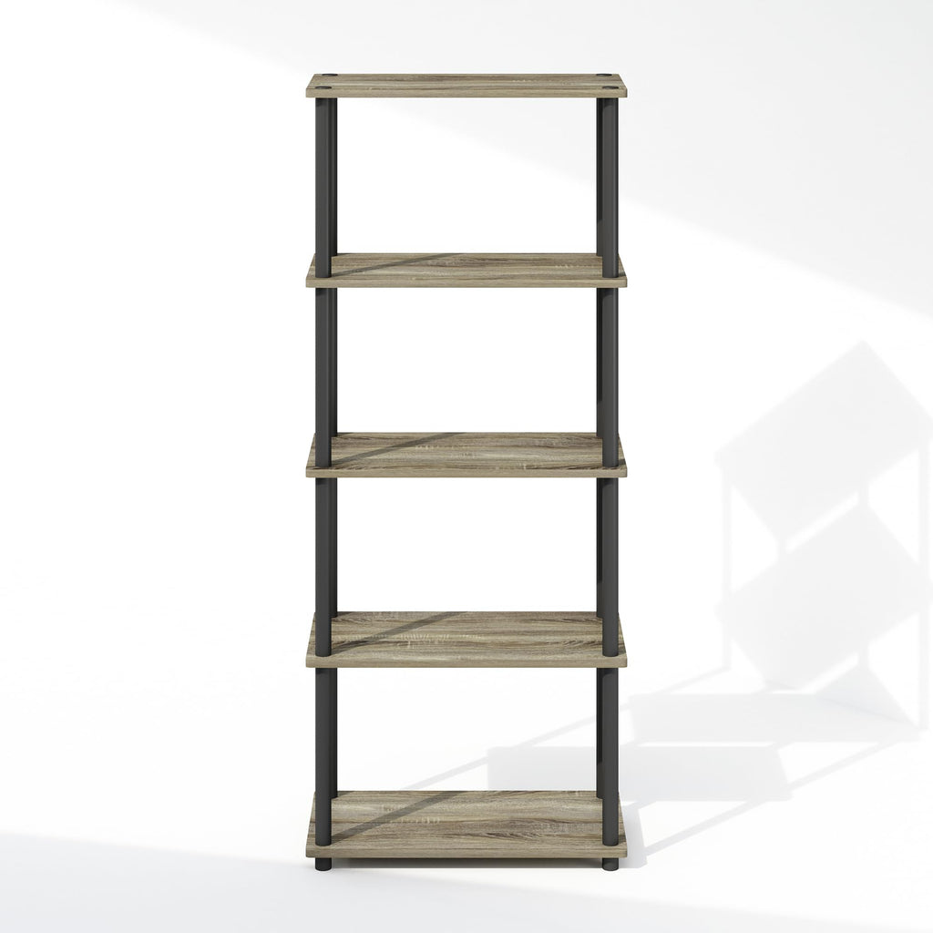 Furinno Turn-N-Tube Book Shelf, 4-Tier Bookshelf, Bookcase with Multipurpose Compact Display Rack, 11.6 x 23.6 x 43.2, for Living Room, Bedroom, Home Office, Americano/Black