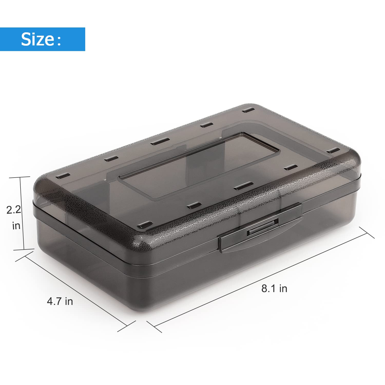 Tamaki 1 Pack Plastic Pencil Box Large Capacity Pencil Boxes Clear Boxes with Snap-tight Lid Stackable Design and Stylish Office Supplies Storage Organizer Box, Black