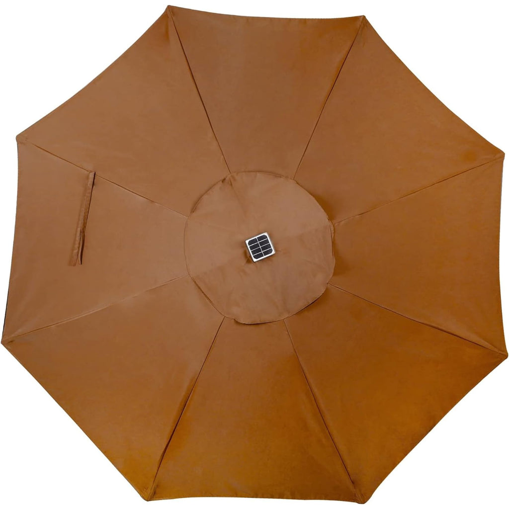 Blissun 9 ft Solar Umbrella, 32 LED Lighted Patio Umbrella, Table Market Umbrella, Outdoor Umbrella for Garden, Deck, Backyard, Pool and Beach (Light Blue)