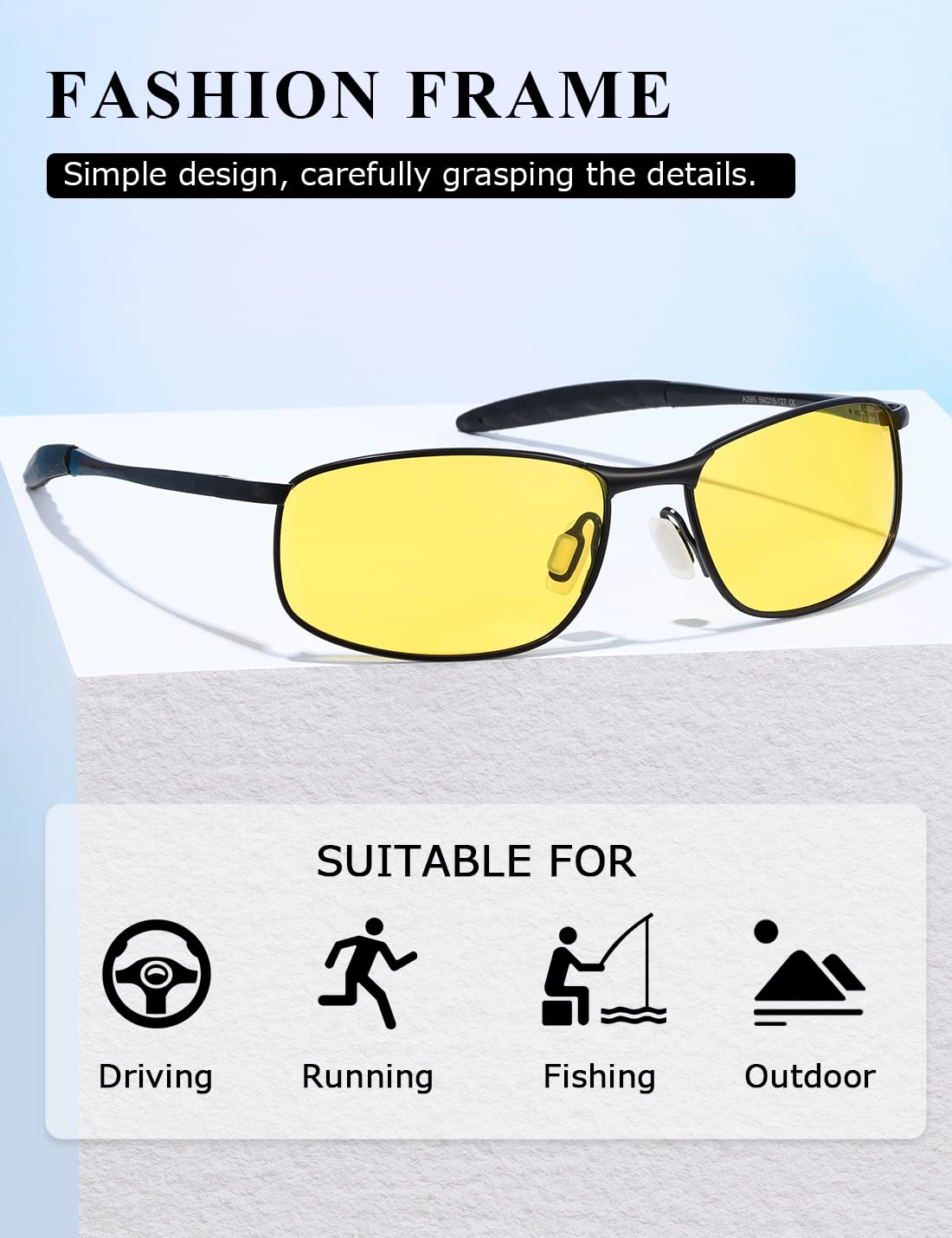 AEVOGUE Polarized Sunglasses For Men Rectangle Metal Frame Retro Sun Glasses AE0395