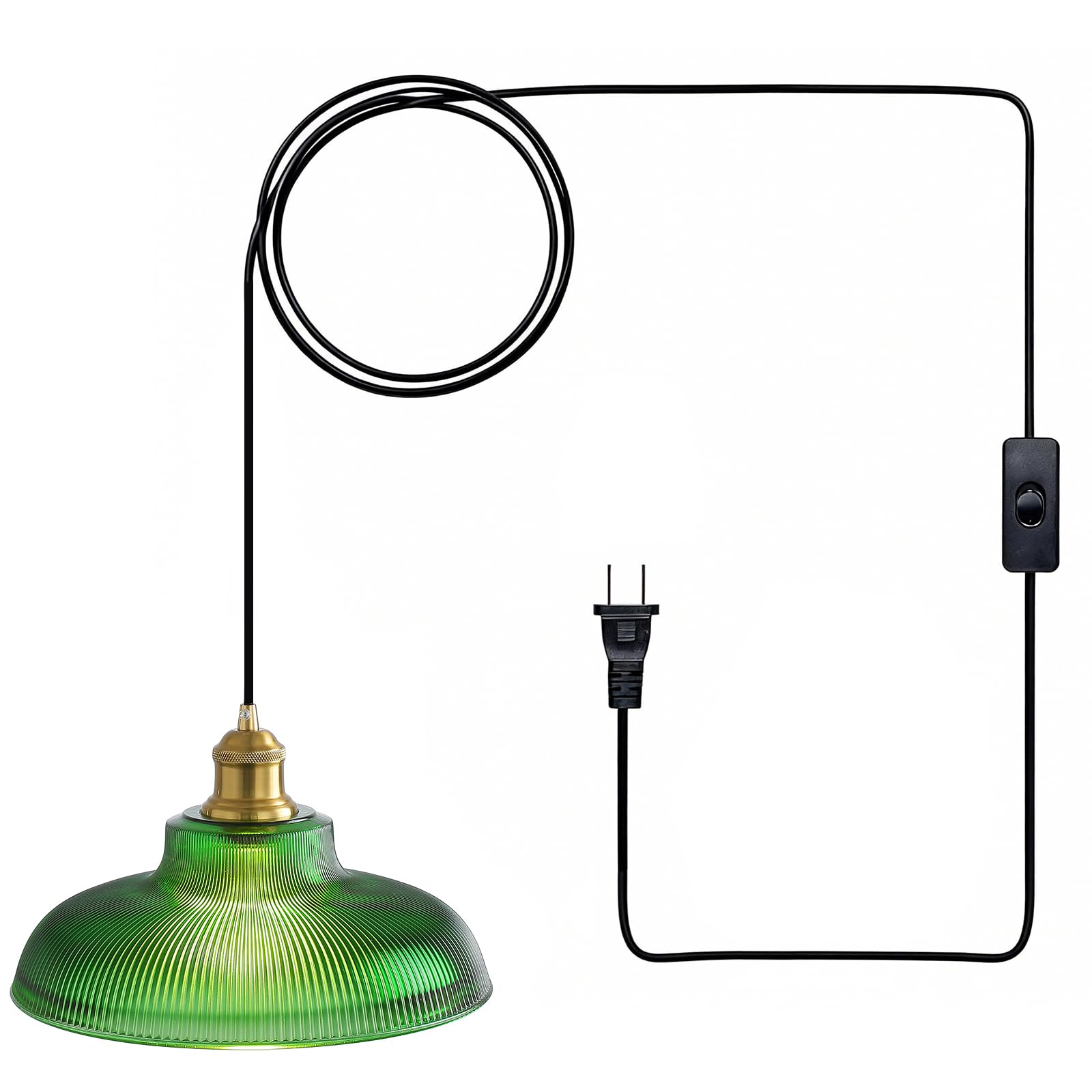 XZHGCEE Plug in Pendant Light: Amber Hanging Lamp Plug in Pendant Lamp, Glass Pendant Lighting for Kitchen Island, Bedroom, Dining Room, Living Room, No Bulb