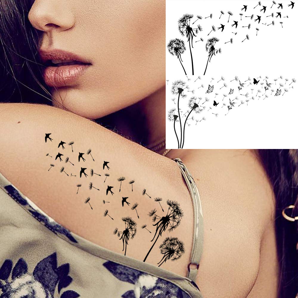 EGMBGM 52 Sheets Tiny Small Temporary Tattoos For Kids Boys Girls, Tribal Animals Butterfly Anchor Compass Tattoo Stickers For Men Women, 3D Cute Flower Fake Face Tatoo Kits Sets For Neck Arm Hands