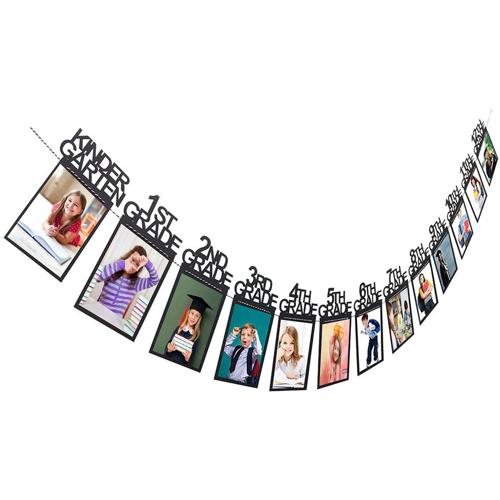 Graduation Photo Banner for Party Decoration, Including Kindergarten to 12th Grade Picture Banner Middle High School College Graduation Party Supplies