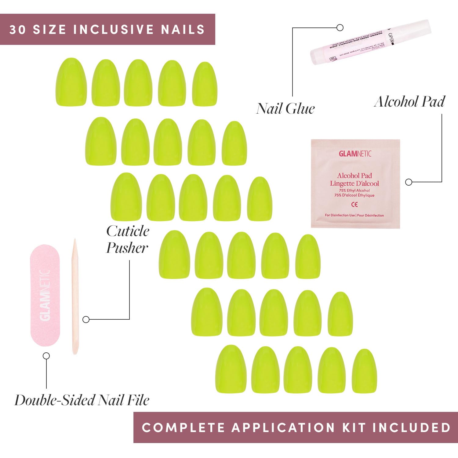 Glamnetic Press On Nails - Cashmere Blue | Opaque Soft Pale Sky Blue Short Squoval Fake Nails, Salon Quality | 15 Sizes - 30 Nail Kit