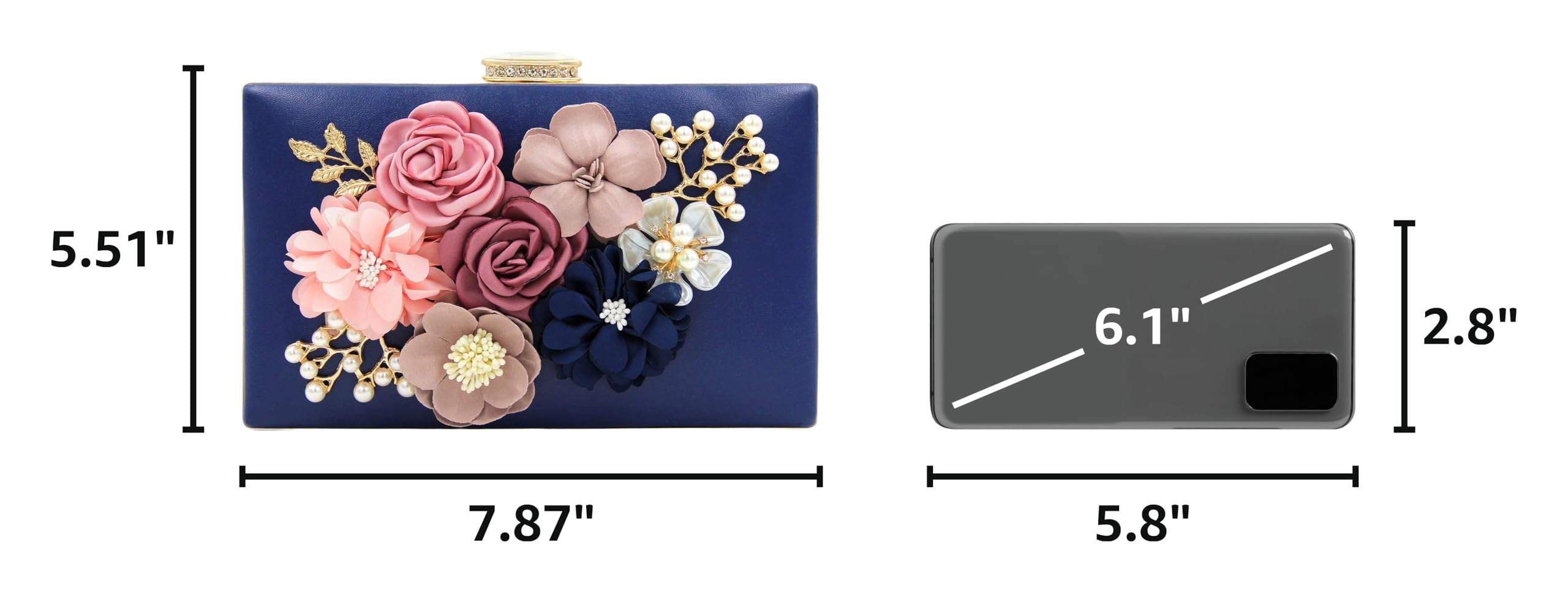 Evening Bag for Women, Flower Wedding Evening Clutch Purse Bride Floral Clutch Bag