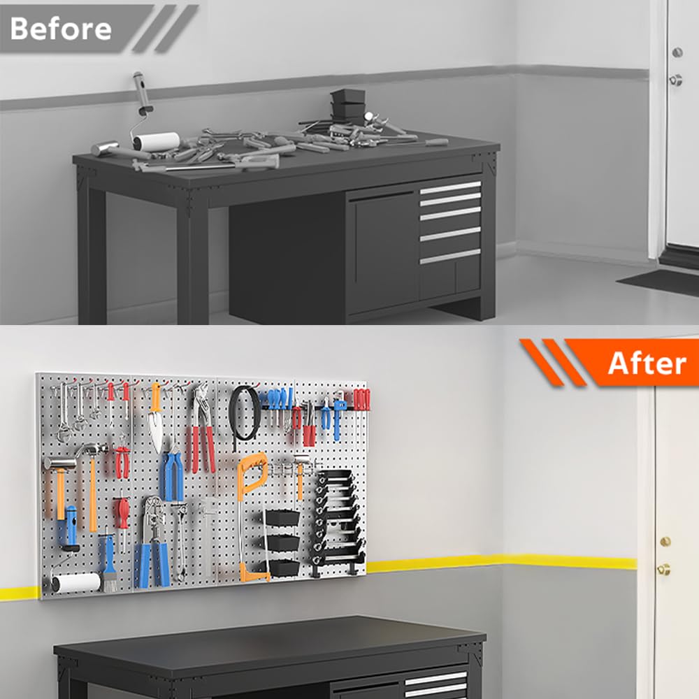 Ultrawall 2 Pcs Metal Pegboard Wall Panels, Peg Boards for Garage Tool Storage