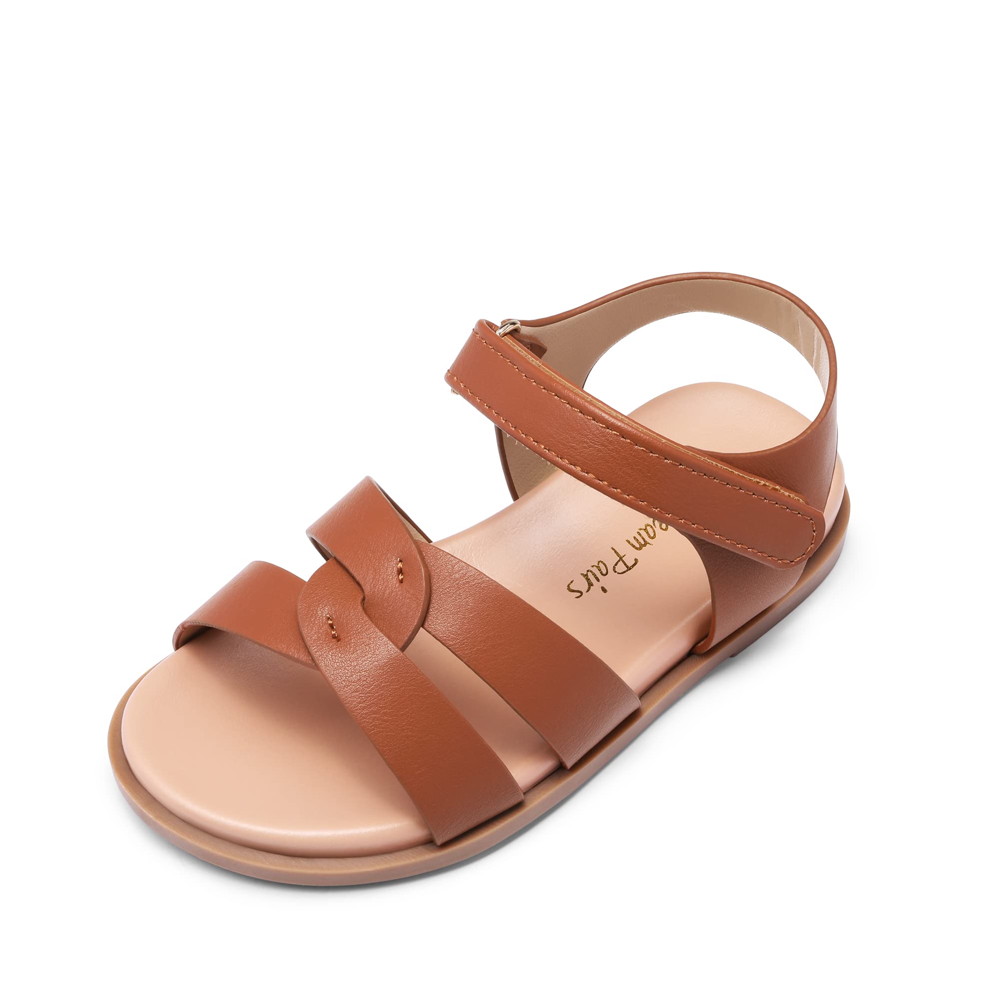 DREAM PAIRS Girls Sandals Open Toe Princess Flat Sandals Strappy Summer Shoes Toddler/Little Kid