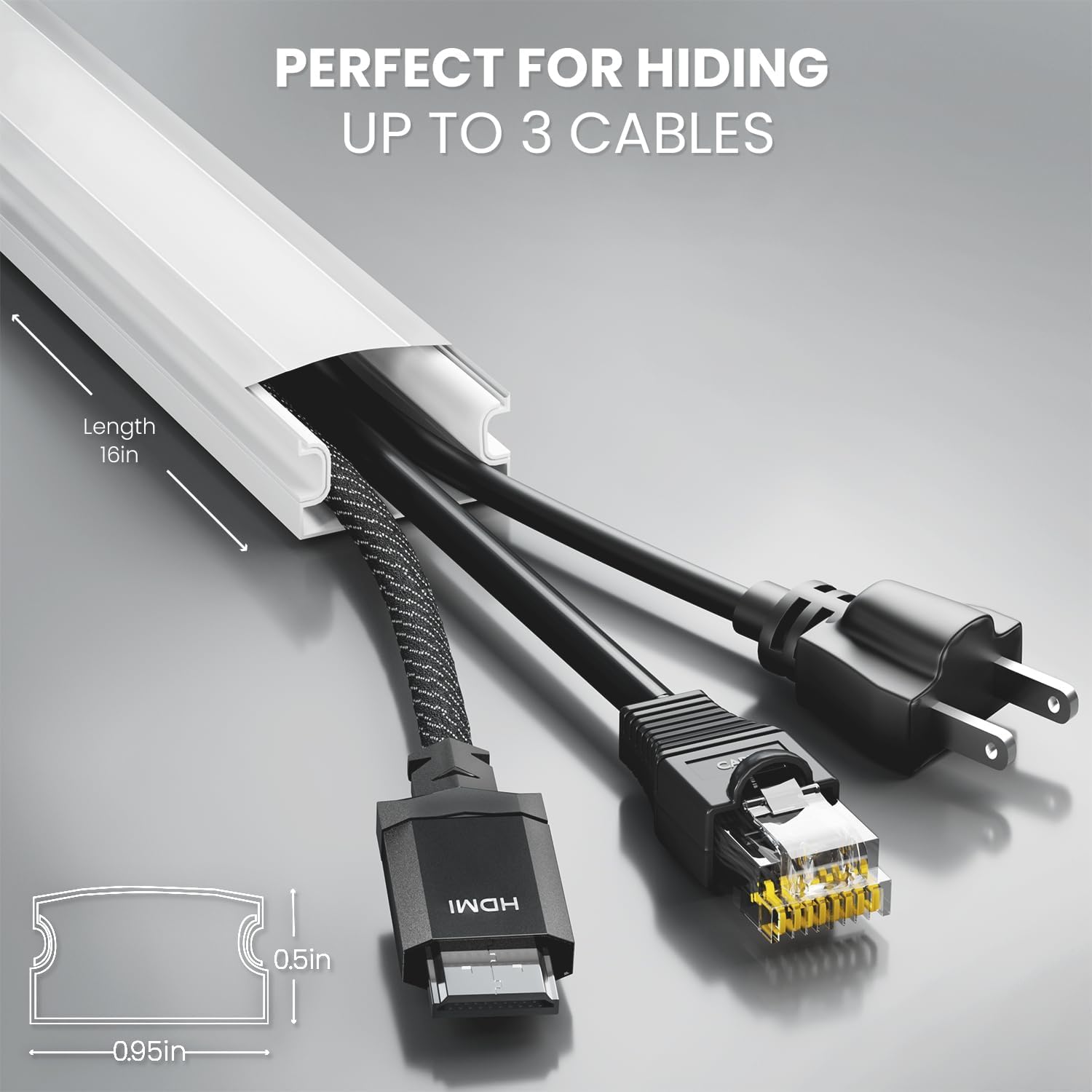 Cord Covers for Wires on Wall - 150in Cable Management Cable Hider - Cord Hiders for TV On Wall - Paintable Cable Concealer - Wire Covers for Cords - 10X (L16 x W0.95 x H0.5) - Medium | Beige