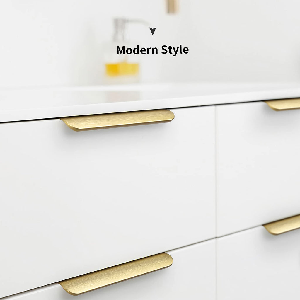 Satanga Edge Finger Pulls for cabinets Kitchen Concealed Drawer Pull Aluminum Hidden Back Mount Door Handle for Home Pack of 5 Modern White 3 Inch Overall Length Easy Installation