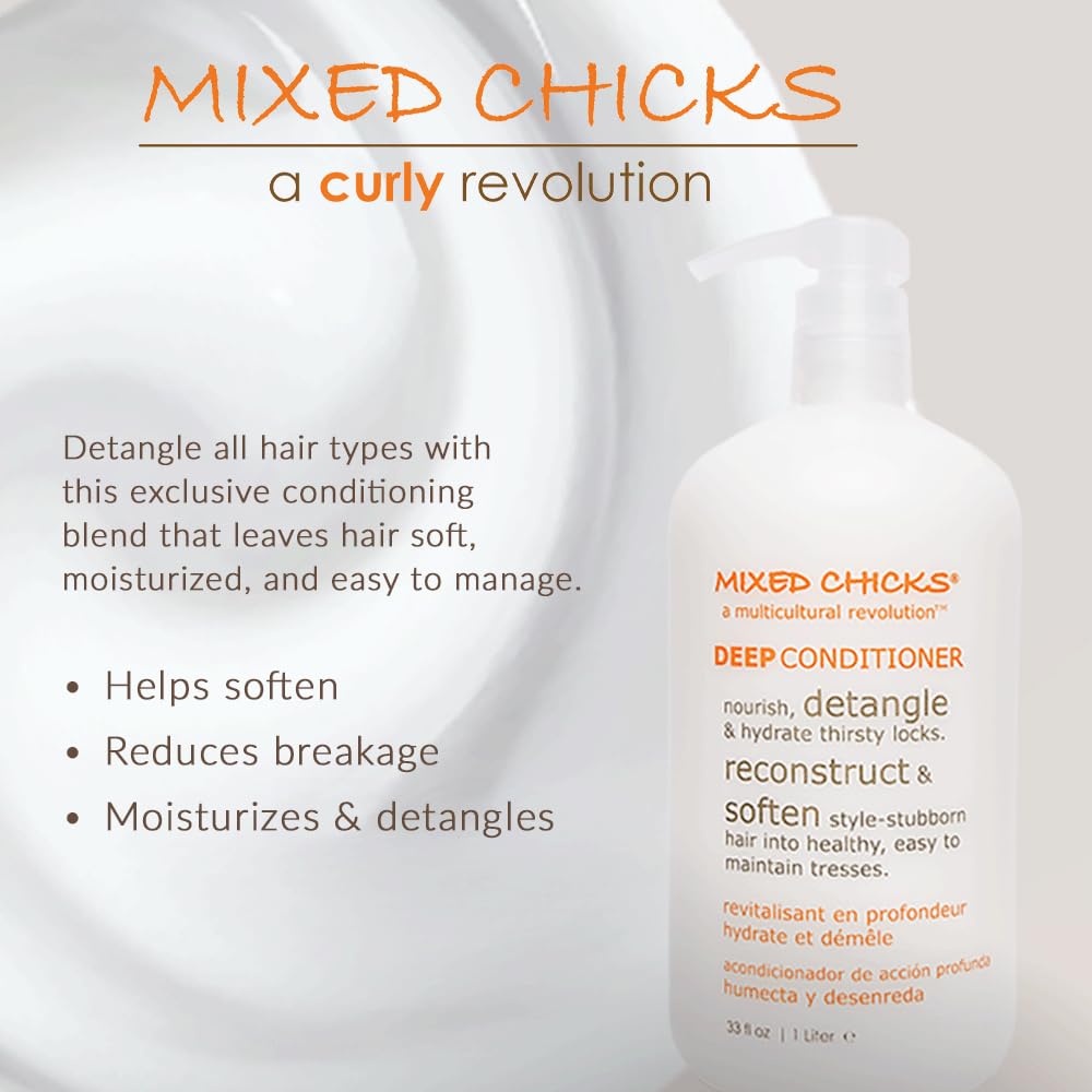 Mixed Chicks Detangling Deep Conditioner - Softens, Moisturizes & Detangles Straight or Curly Hair, 8 fl.oz