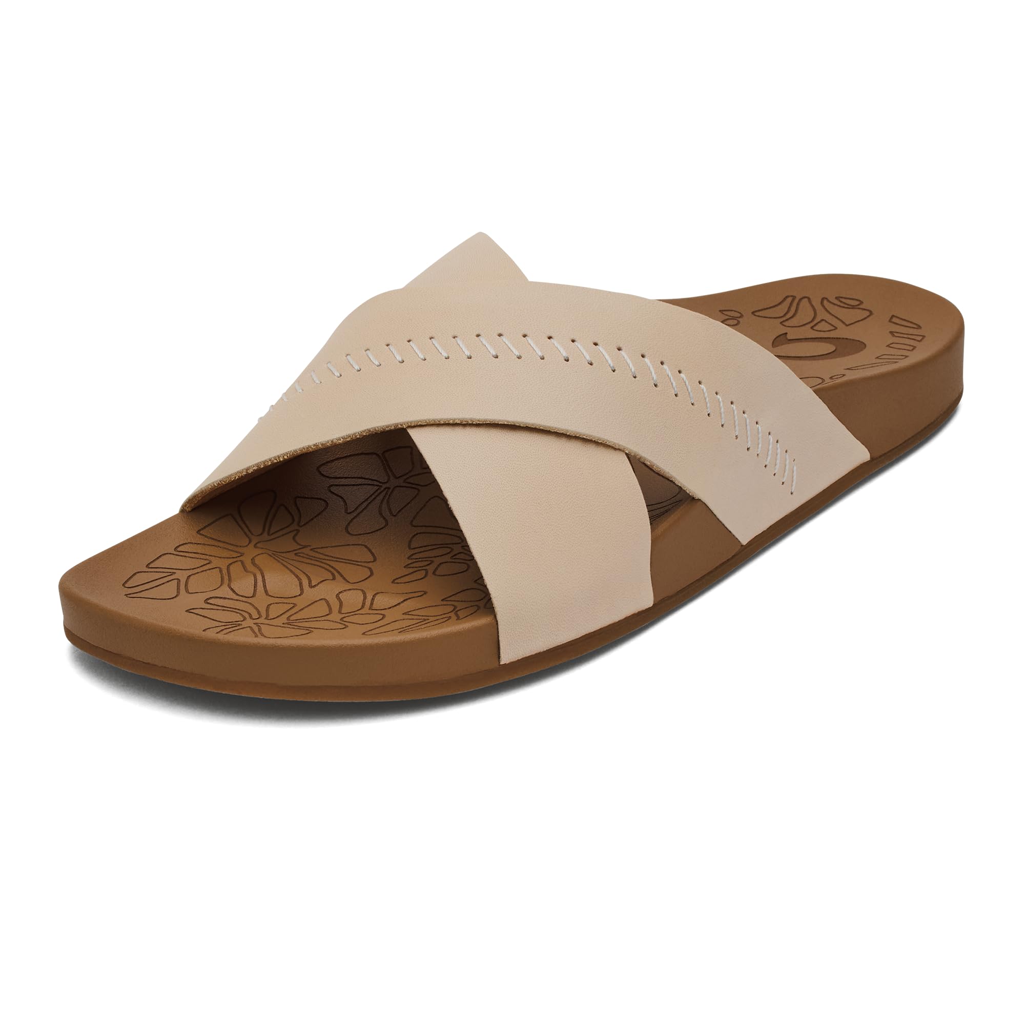 OluKai Kipe'a Olu Women's Slide Sandal, Premium Leather, Relaxed & Dressy Design For Any Occasion, All-Day Comfort & Fit
