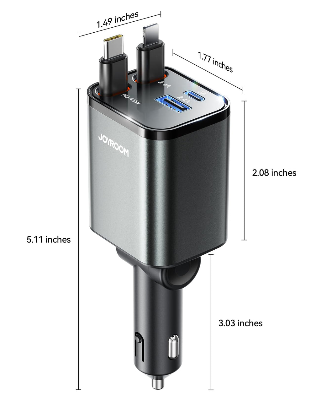 [2026 Ultra-Compact] 84W Retractable Car Charger, [PD 45W] Car Charger USB C for iPhone 16 17 Pro Fast Charging, Car Accessories Travel Essentials Gifts for Women Men for iPhone 17 Air 16 15 14 13 12