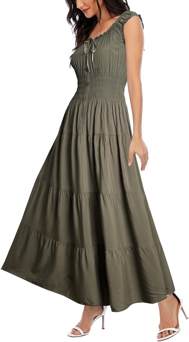 OSTOO Women's 2026 Summer Boho Floral Print Tiered Casual Flowy Long Maxi Dress