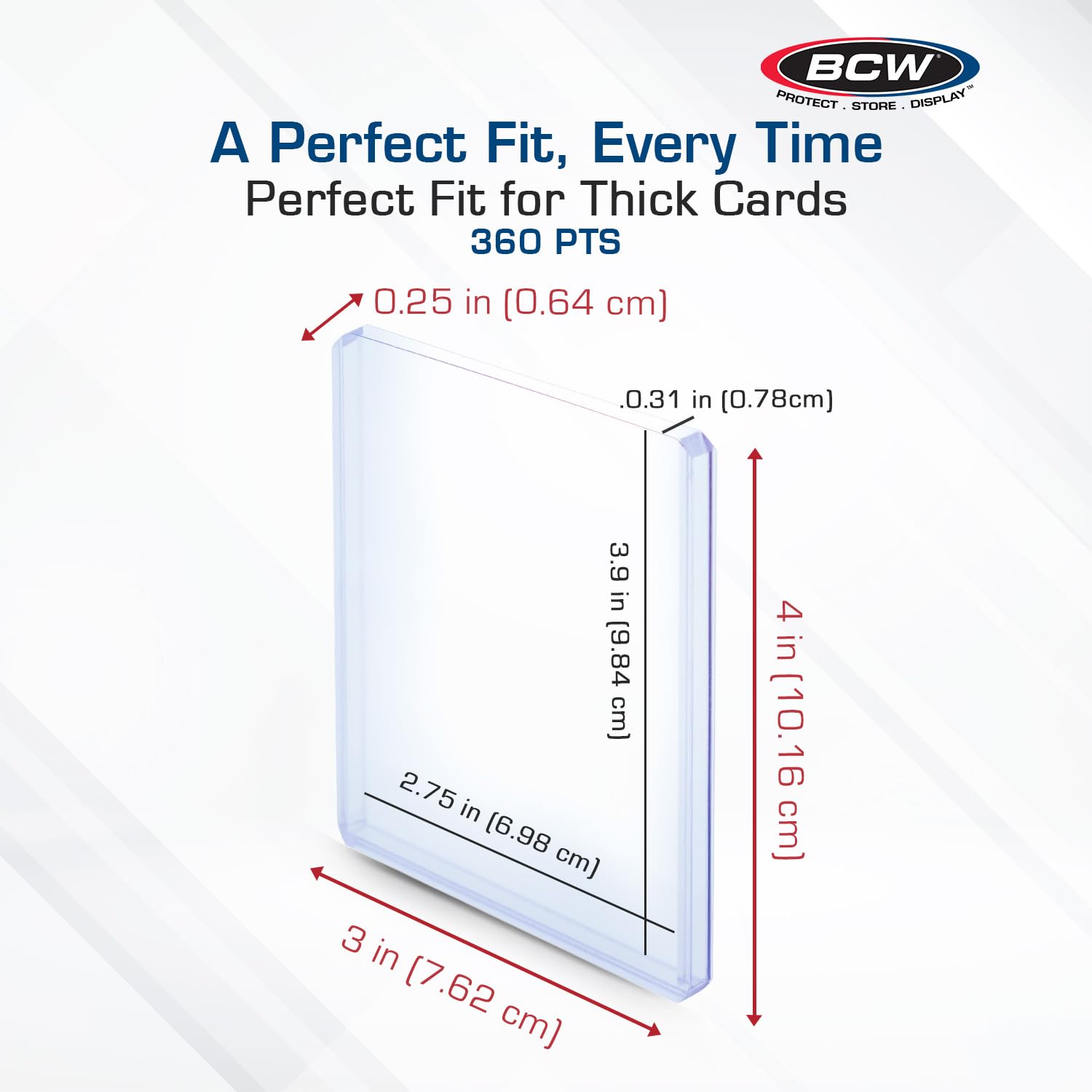 BCW 108 PT. Thick Card Topload Holder - Pack of 1 | Durable Rigid PVC Toploader | Toploaders for Memorabilia, Jersey, Patch, and Relic Cards