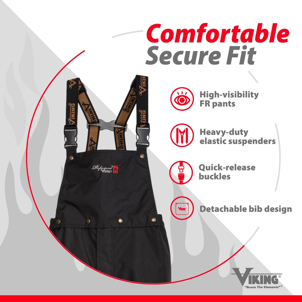 Viking Professional Journeyman 300D Trilobal Rip-Stop Fire Resistant Bib Overalls - FR Pants for Men