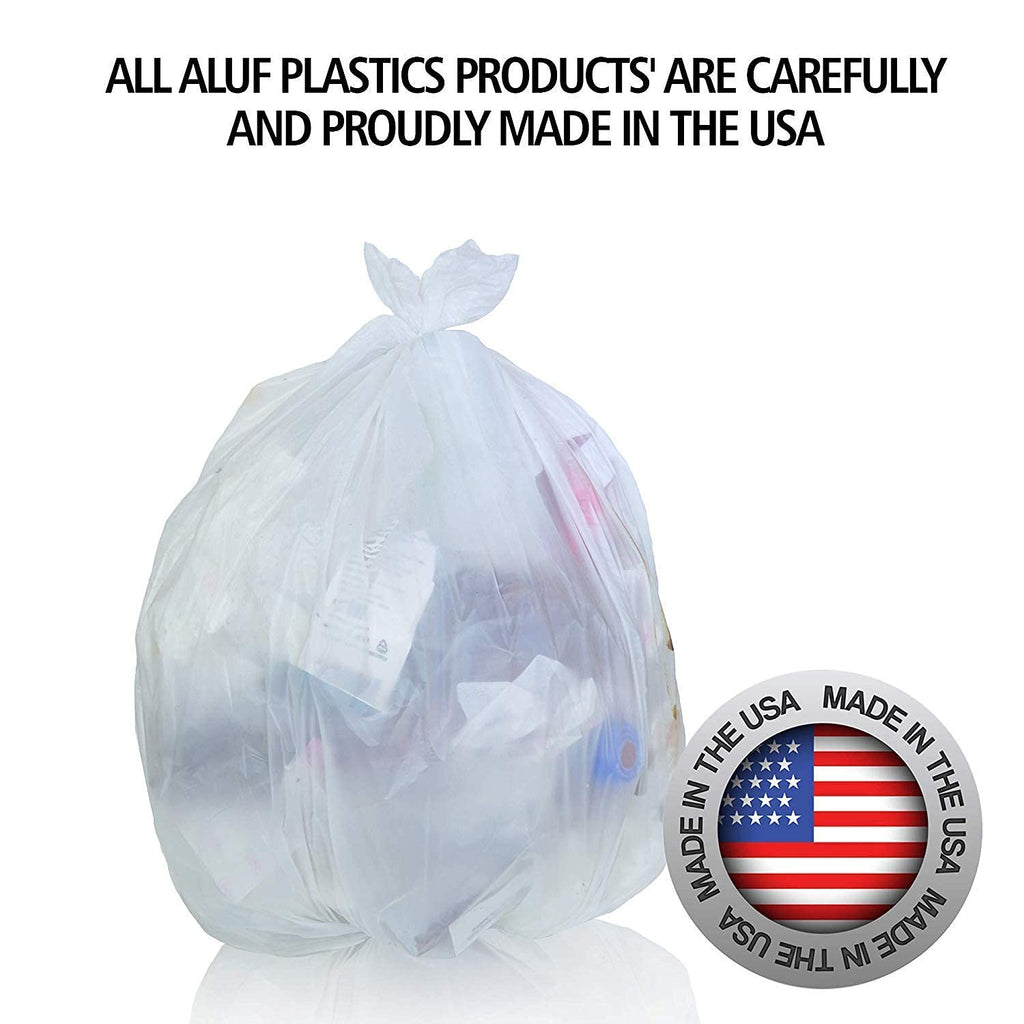 Aluf Plastics High Density Trash Bags, 10 Gallon, 4000 Count, 6 Micron (eq), 24" x 24", Black, for Bathroom, Office, Industrial, Commercial, Janitorial, Municipal, Recycling