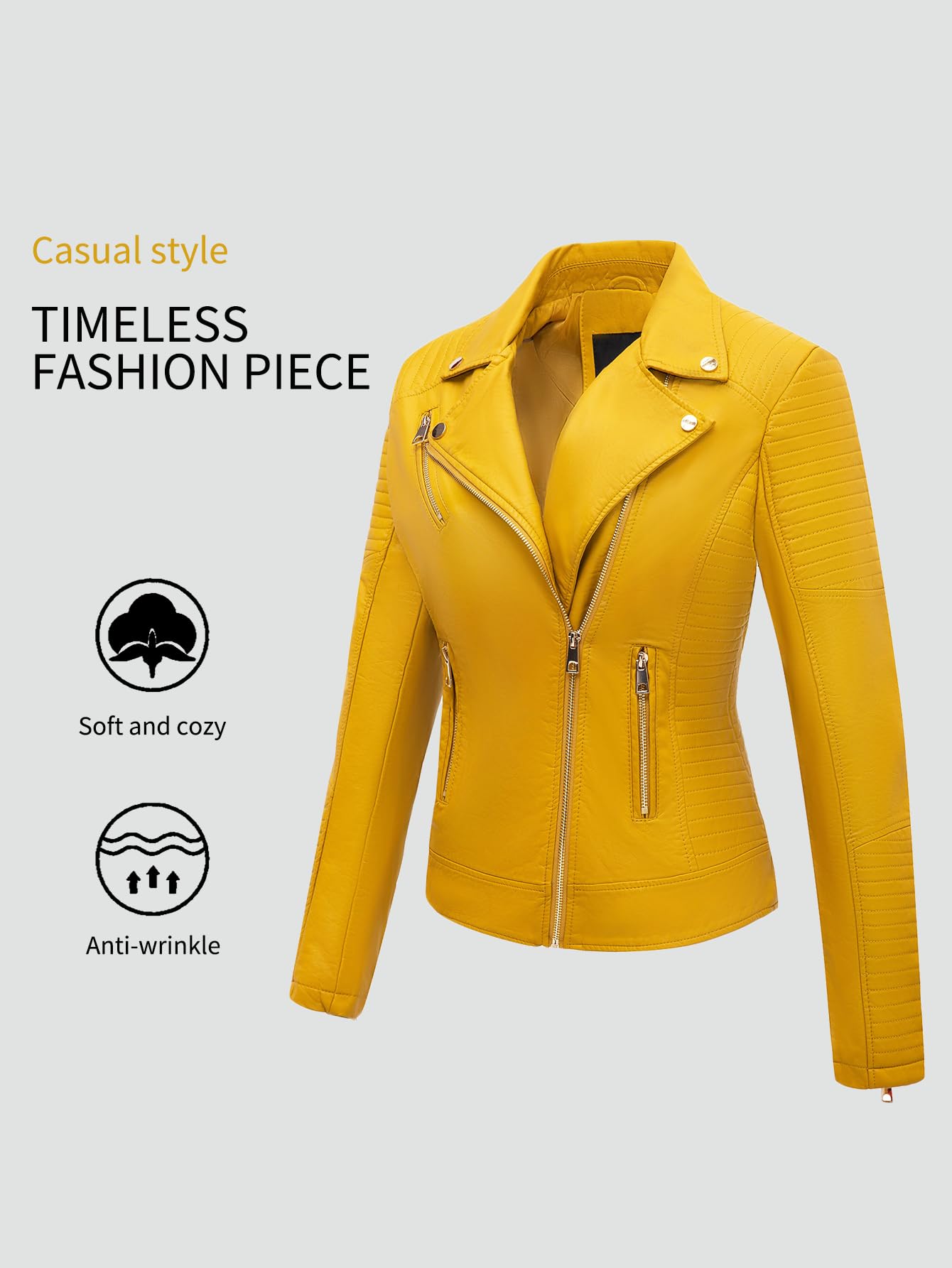 Bellivera Women's Faux Leather Casual Jacket 2026 Spring Trendy Motorcycle Outfits Lightweight Classic Coat