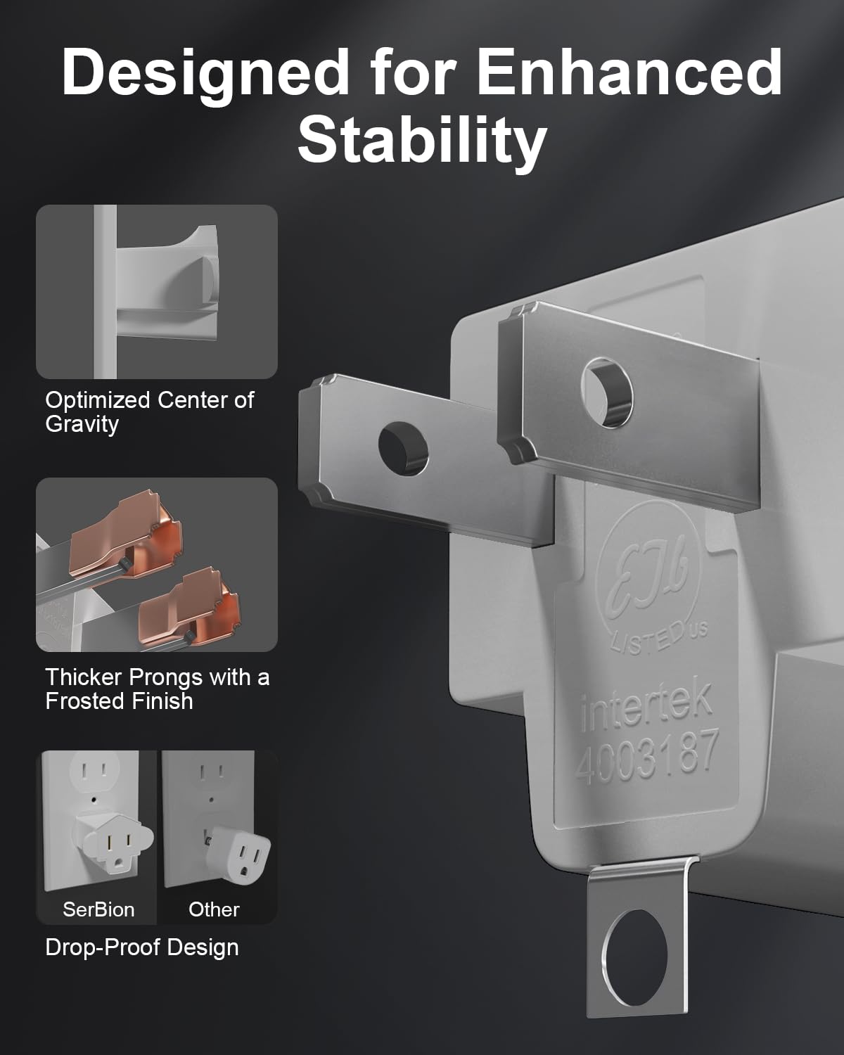 Portable 3 Prong to 2 Prong Outlet Adapter, Fireproof 392℉ 3-2 Prong Adapter Converter, Heavy Duty Wall Plug Adapter for Household Appliances Industrial, 1875W Max, 4 Packs