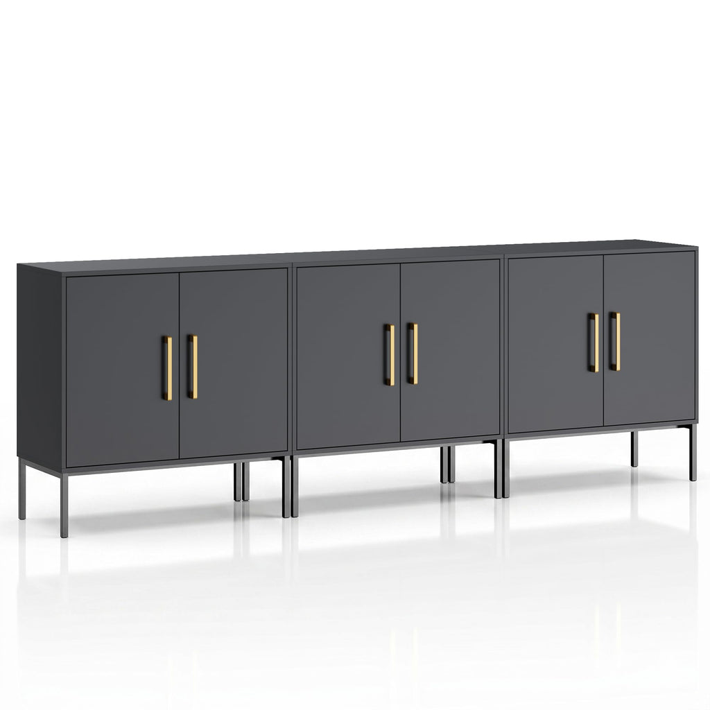 LYNSOM TV Stand for 55 Inch TV, Media Console Table with 2 Cabinets, Storage for Bedroom, Living Room, Entertainment Room (Black)
