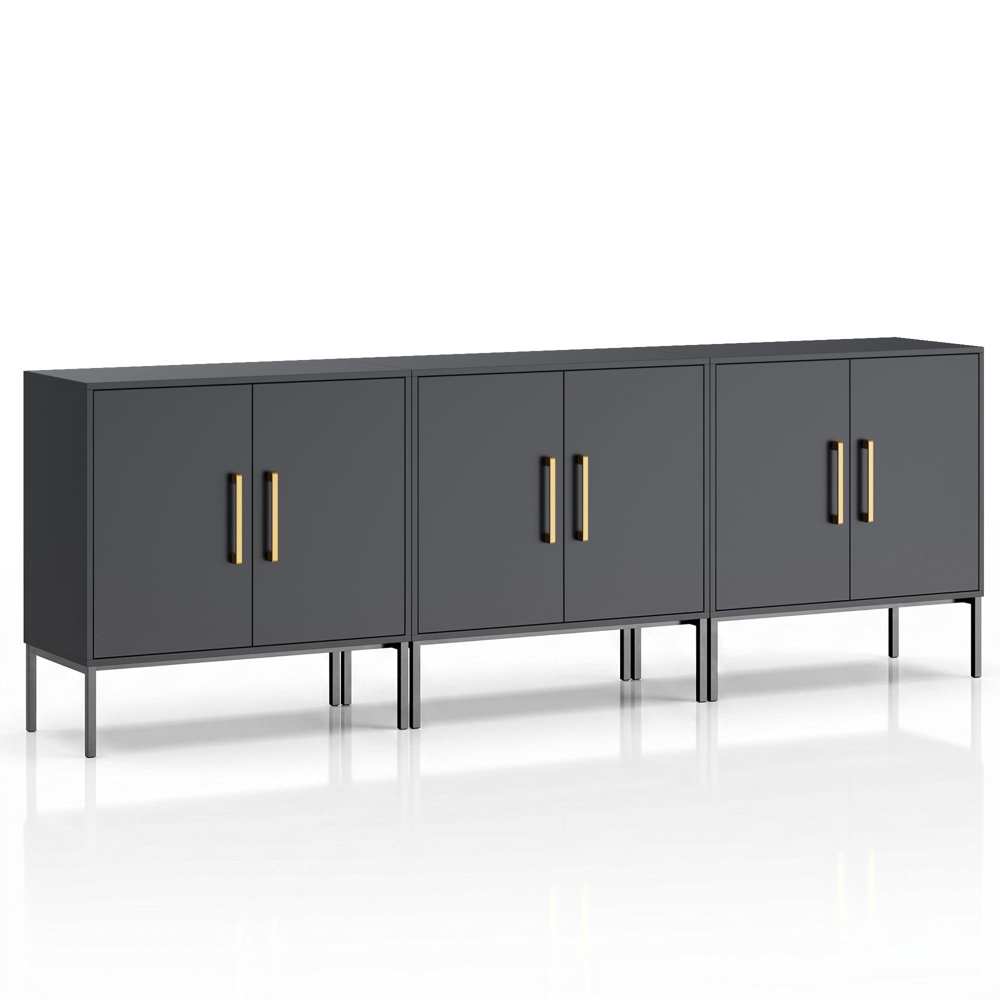 LYNSOM TV Stand for 55 Inch TV, Media Console Table with 2 Cabinets, Storage for Bedroom, Living Room, Entertainment Room (Black)