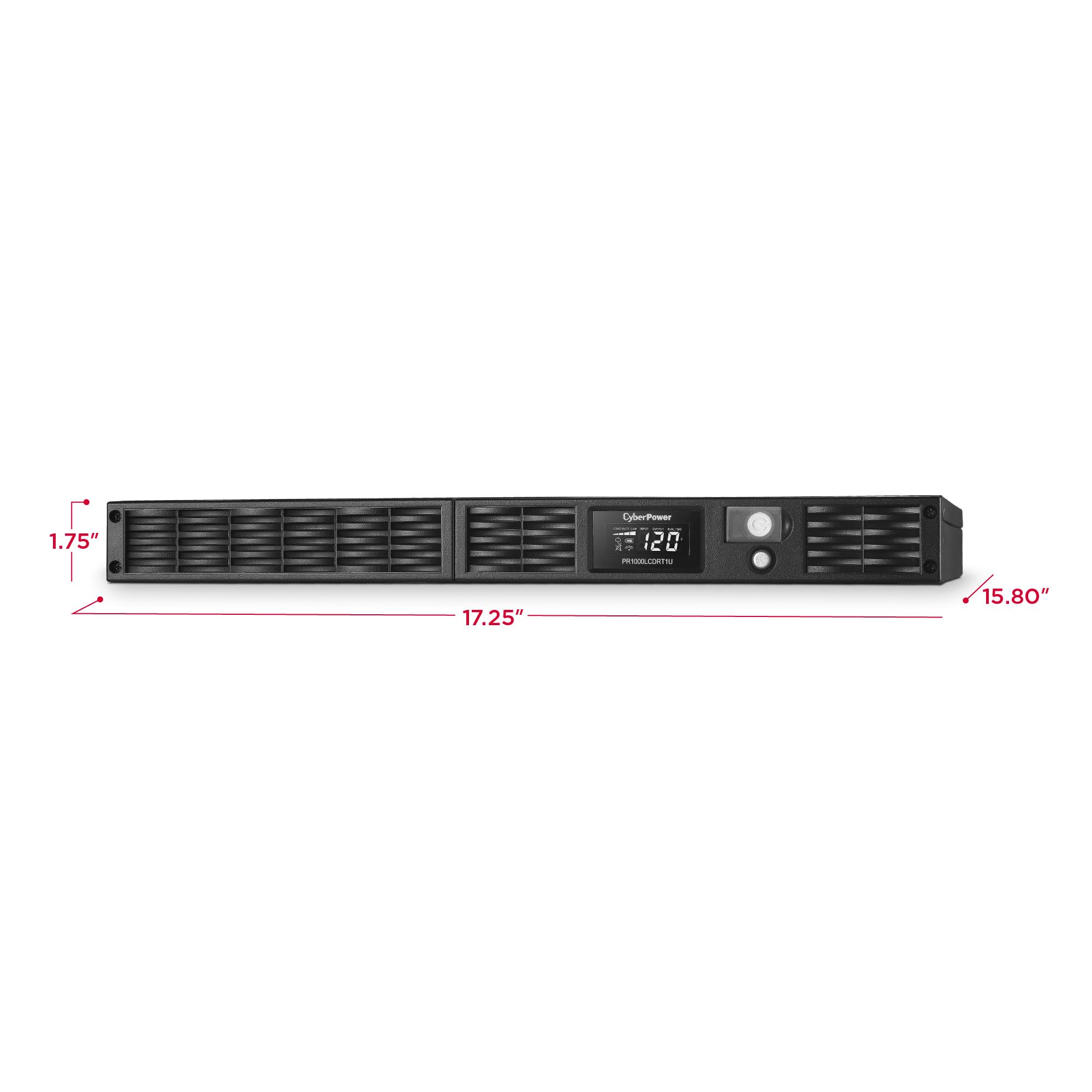 CyberPower PR500LCDRT1U Smart App Sinewave UPS Battery Backup and Surge Protector, 500VA/400W, 7 Outlets, AVR, 1U Rack/Tower, UL Certified