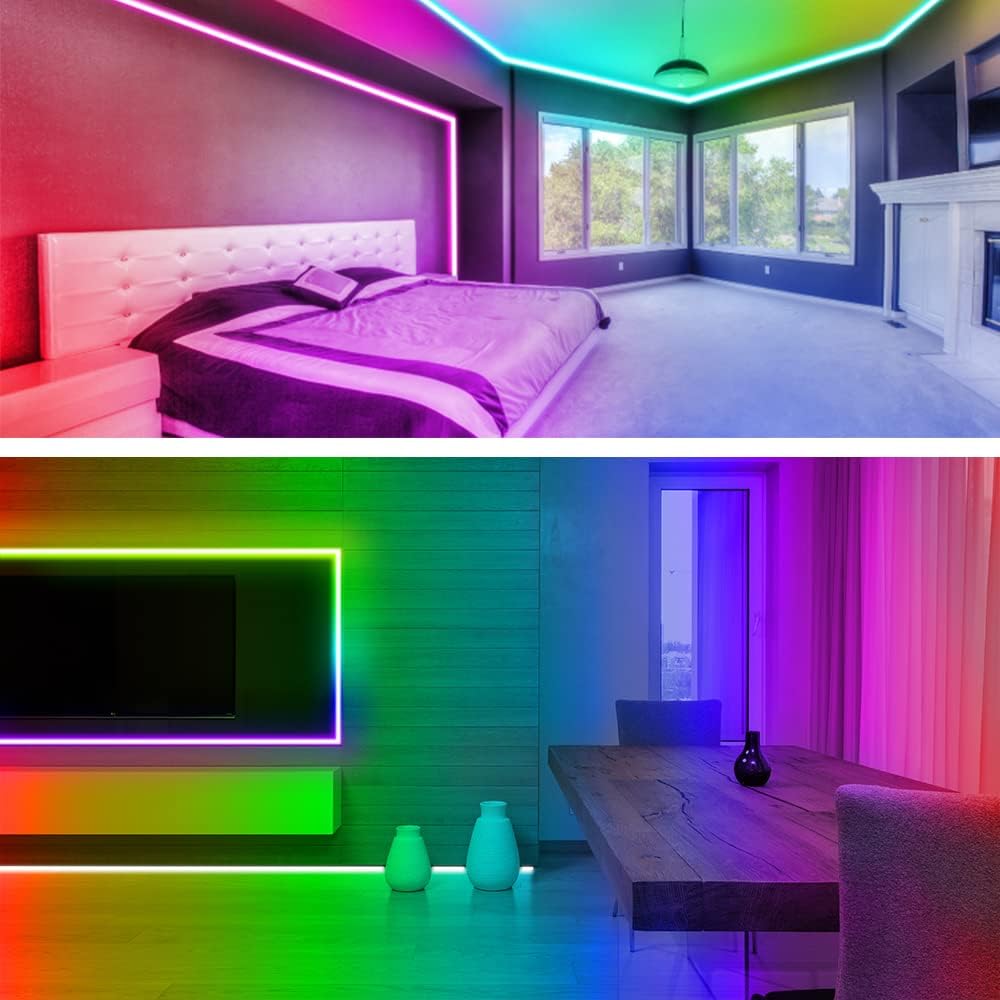 RUISHINE Battery Operated LED Strip Lights 20ft, Battery Powered LED Strip Lights for Bedroom Color Changing APP Remote, USB Led Lights for TV, Room, Kitchen, Party