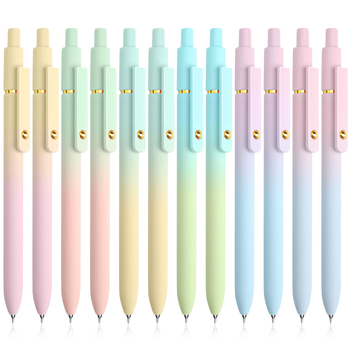 UIXJODO 12 Pcs Gel Pens 0.5mm Quick Dry Black Ink Pens Fine Point Smooth Writing Pens, Cute Office and School Supplies Gifts for Women Teacher Students (12 Pcs Morandi and Vintage Gold)