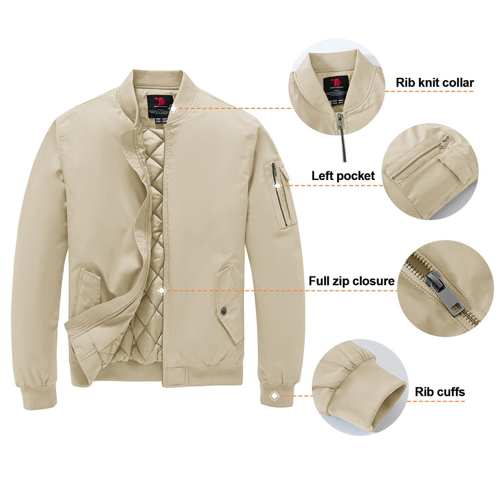 Gopune Men's Windproof Bomber Jacket Warm Water Resistant Windbreaker Winter Outwear Quilted Jackets Coats