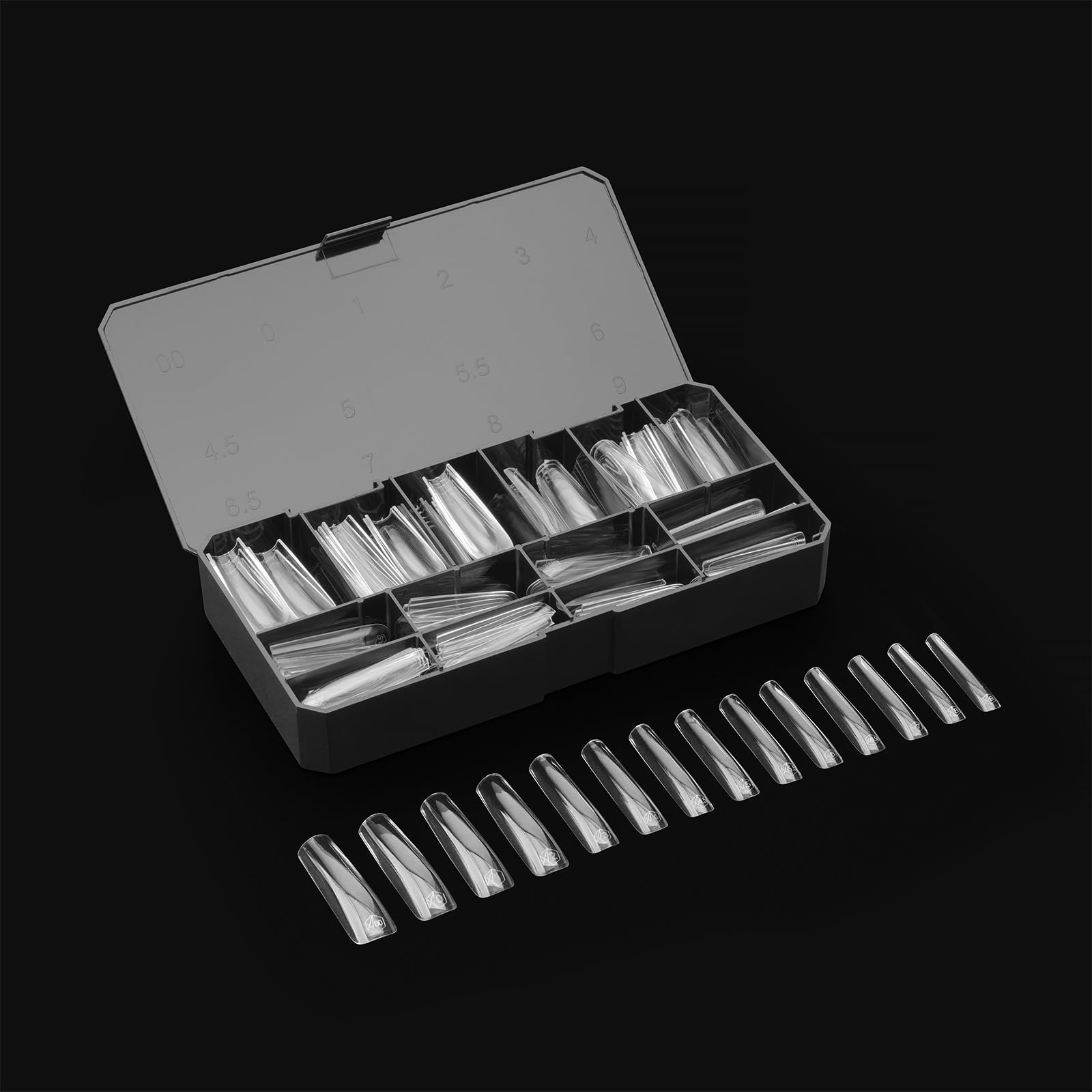 Aprés Gel-X® Square Box of Nail Tips | 280 Gel-X Tips, Soft Tips, 14 Sizes 00-9 | Half-sizes Included (Natural Square Medium, 280 Count)