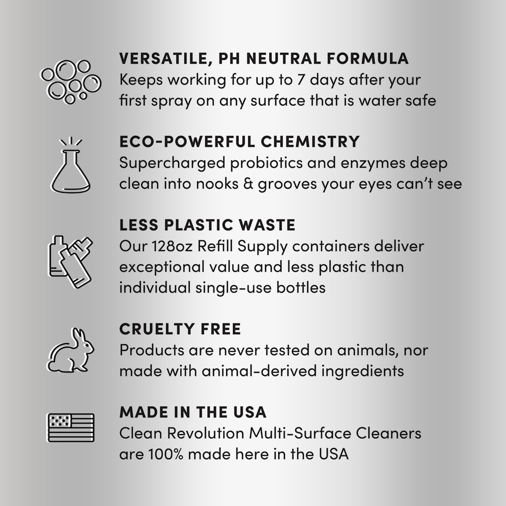 Clean Revolution Multi Surface Cleaner Refill Supply, Non-Toxic, Eco-Friendly & Plant-Based, Ready to Use, Dreamy Citrus, 128 Fl Oz (1 Gallon)