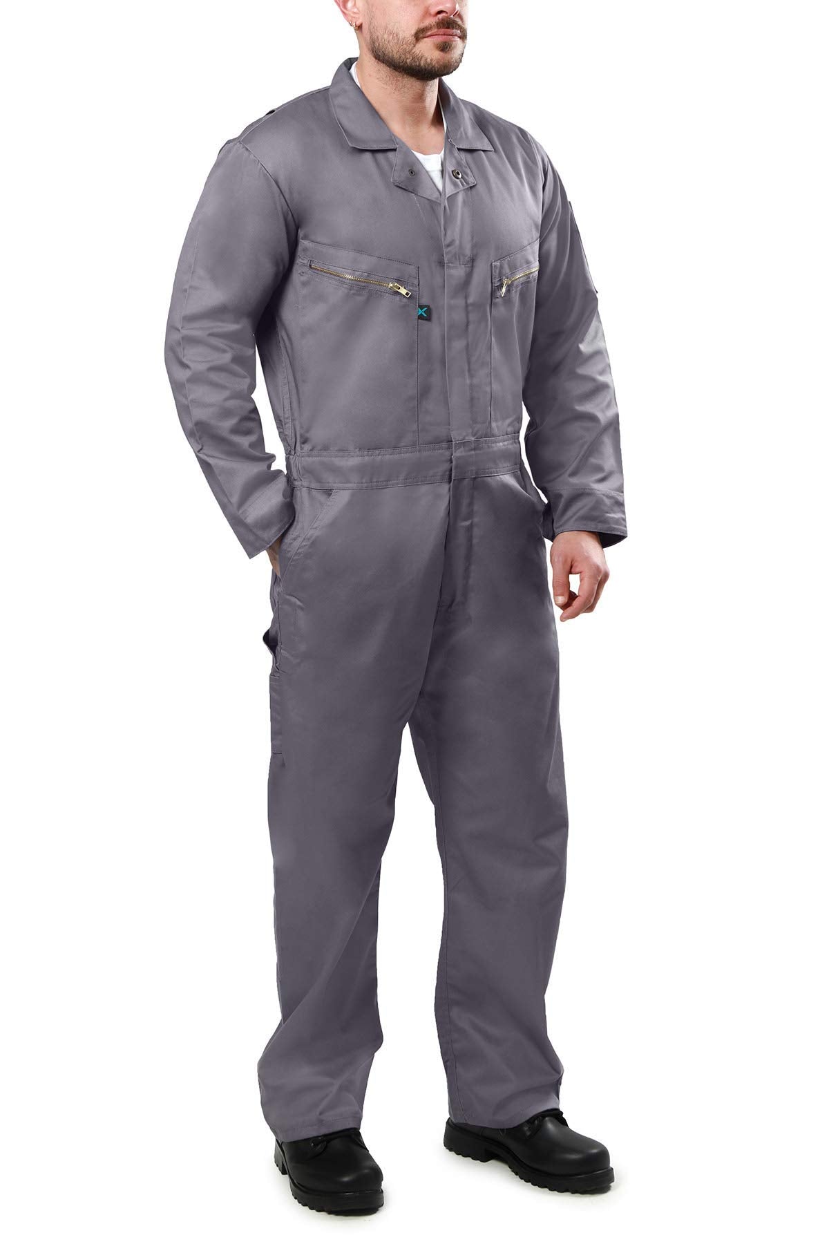 Kolossus Pro-Utility Cotton Blend Long Sleeve Coverall with Zippered Frontal Pockets