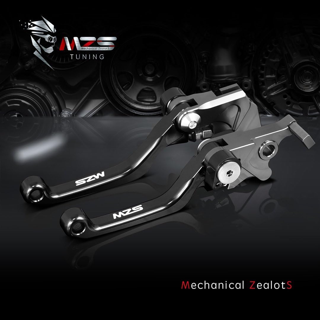 MZS Black Dirt Bike Brake Clutch Levers Pivot Adjustable CNC Compatible with YZ65 2018-2025 / YZ80 YZ85 2015-2025