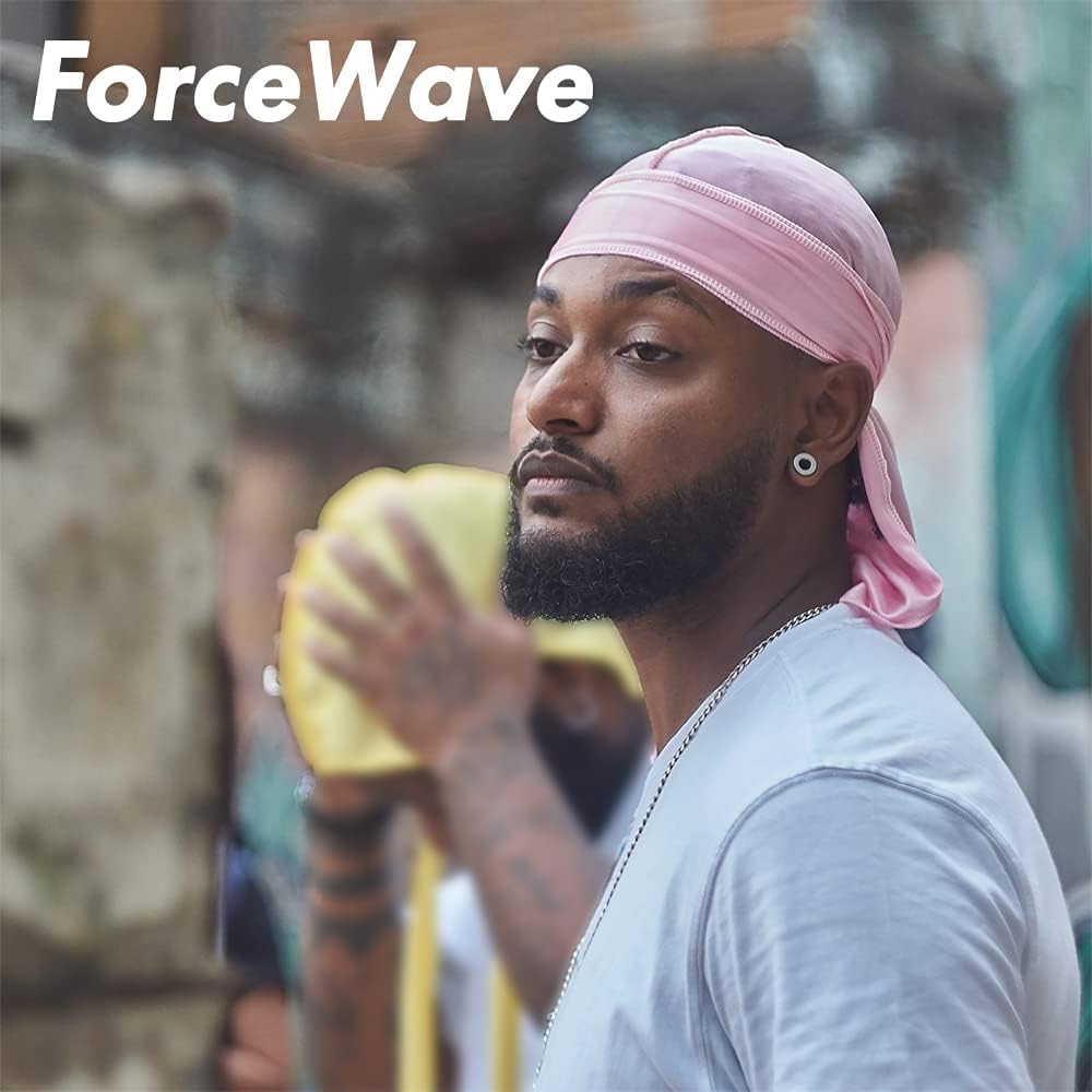 4PCS Silky Durags for Men Women 360 Waves with 1 Wave Cap, Silky Satin Durag Extra Long Tails