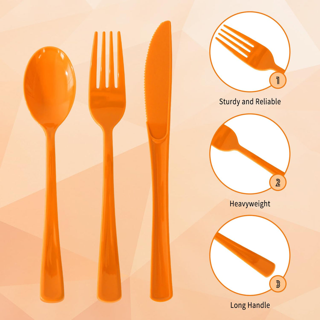 150 Pack Plastic Silverware,Disposable Cutlery Set Heavy Duty Utensil Sets 50 Forks 50 Knives 50 Spoons for Brithday, Wedding,Home School Party Picnics Restaurant Outdoor Events (Black)