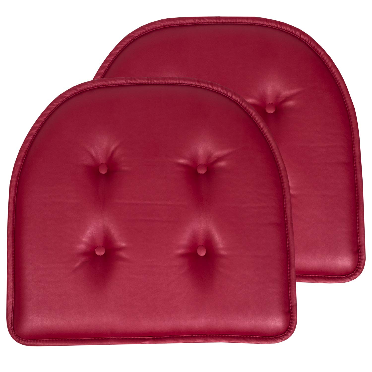 Sweet Home Collection Chair Cushion Memory Foam Pads Tufted Slip Non Skid Rubber Back U-Shaped 17" x 16" Seat Cover, 2 Count (Pack of 1), Black