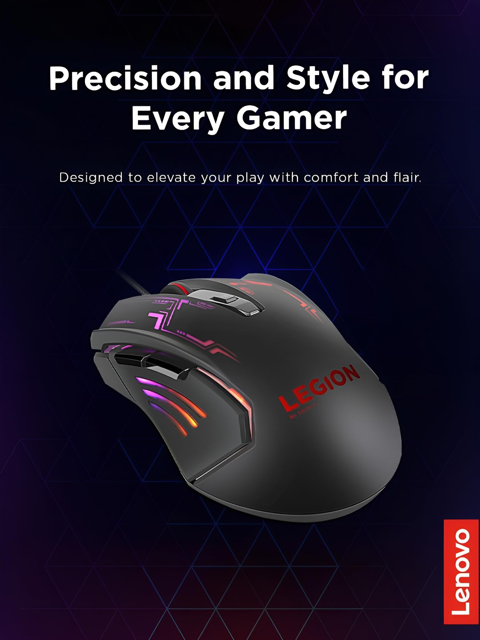 Lenovo Legion KM310 RGB Wired Gaming Keyboard & Mouse Combo - K310 Keyboard w/Silent Operation & Compact Water-Resistant Design - M300S Mouse with 8000 Adjustable DPI, 220 IPS, 6 Programmable Buttons