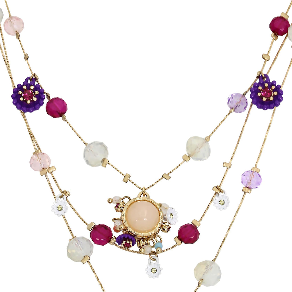 Betsey Johnson Womens Butterfly Charms Layered Necklace