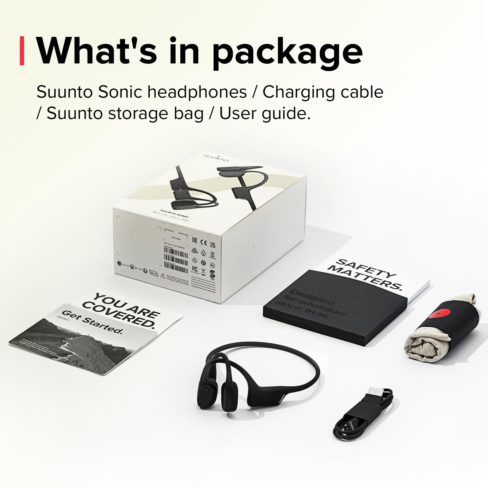 SUUNTO Sonic Open-Ear Bone Conduction Sports Headphone, Bluetooth Wireless Headset w/Enhanced Bass & Multipoint Connection, 10H Playtime w/Fast Charging, Built-in Dual Mics, Waterproof & Lightweight