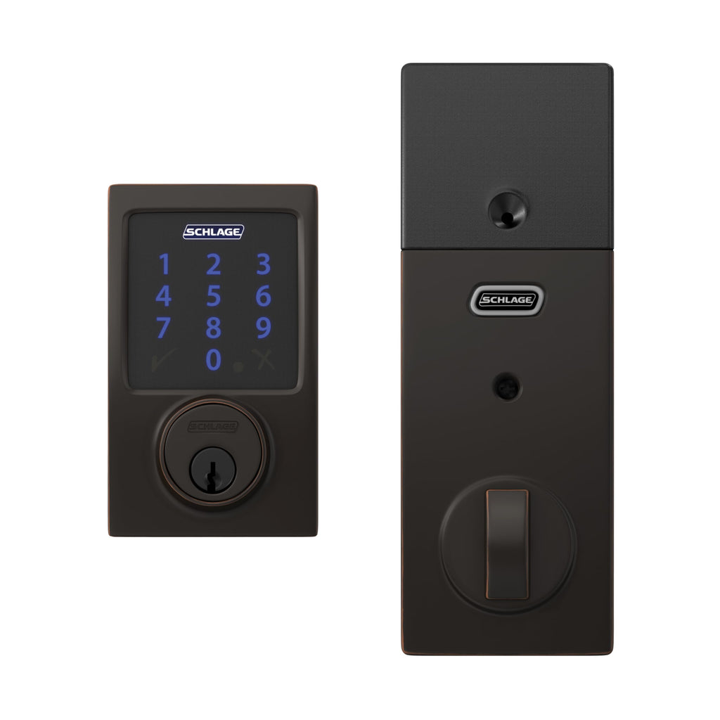 Schlage Connect Smart Deadbolt Lock with Touchscreen Keypad, Keyless Front Door Entry, Z-Wave Plus Compatible, Aged Bronze, BE469ZP CEN 716