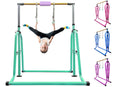Foldable & Moveable Gymnastics Horizontal Bar with Rings,3’to 5’Adjustable Height Expandable Junior Kip Bar for Home,Indoor Gym Equipment for Kids